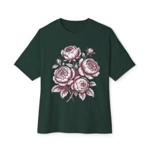 Oversized Boxy Graphic Tee for Women | Vintage Floral Rose Bouquet Shirt | Aesthetic Cotton Botanical